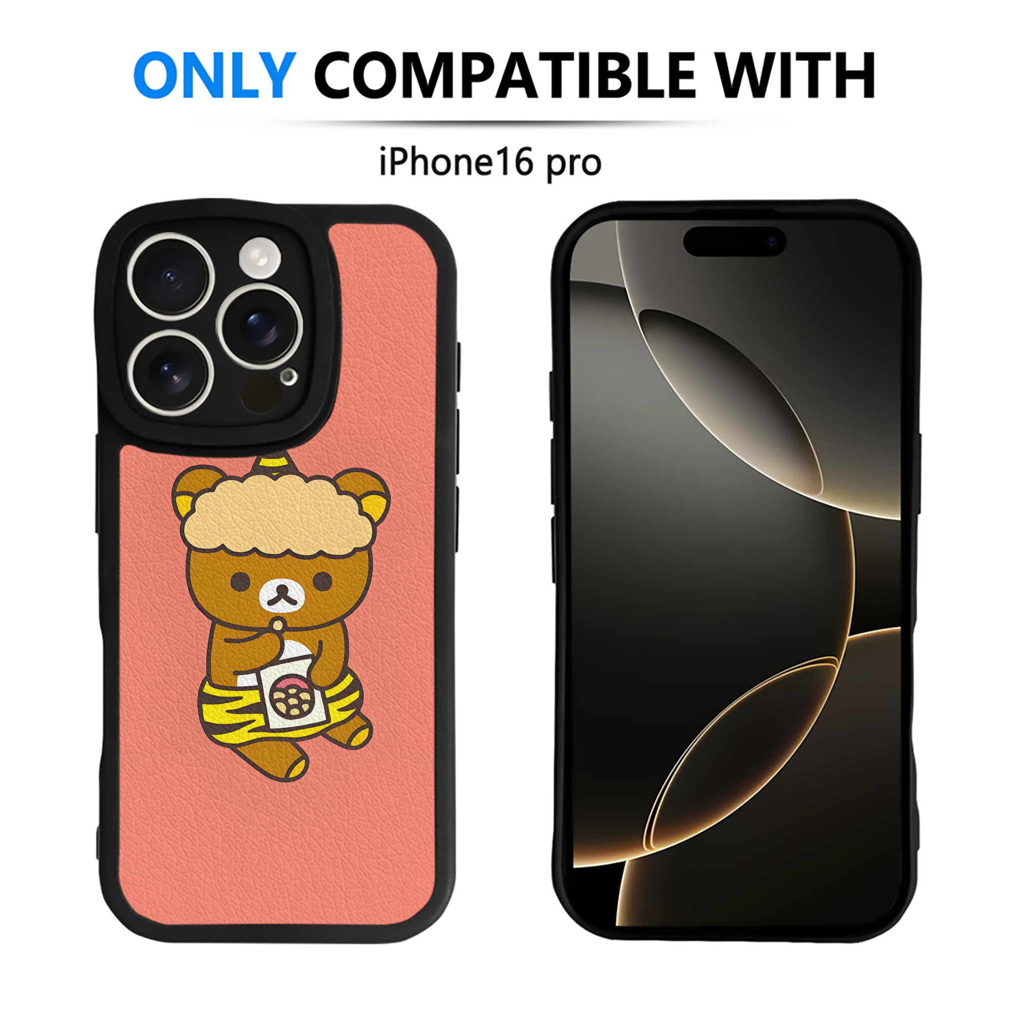 （画像用） リラックマ リラックマ キイロイトリ Rilakkuma Korilakkuma Kiiroitori 【iPhone 16シリーズ対応】シリコンスマホケース（レザー調） 材質：シリコン